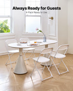 VEVOR 4 Pack Folding Chairs, Foldable Plastic Chairs with Heavy Duty Metal Frame, Portable Folding Card Table Chairs, Stackable Indoor Outdoor Seats for Home, Yard, Garden, Parties, Events, White
