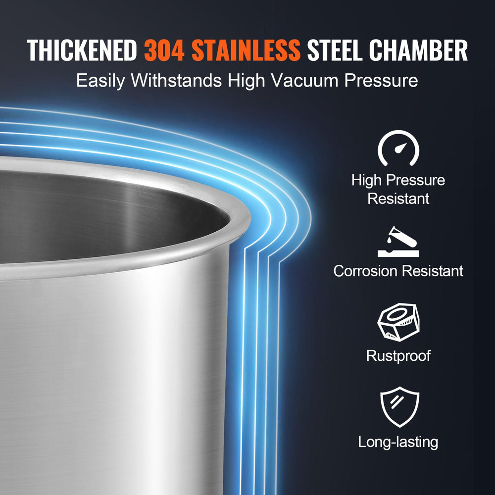 VEVOR Vacuum Chamber Tempered Glass Lid Vacuum 11.4 L Degassing Chamber Silicone