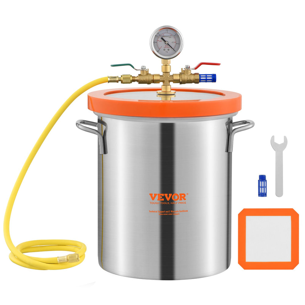 VEVOR Vacuum Chamber Tempered Glass Lid Vacuum 11.4 L Degassing Chamber Silicone