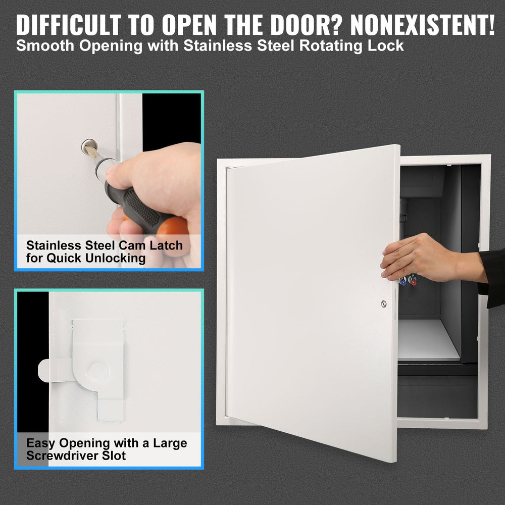 VEVOR Access Panel for Drywall, 64x64 cm Galvanized Steel Access Door, Easy Install Hinged Service Panel with Screwdriver Latch, for Ceiling Plumbing Electrical, 62x62 cm Cutout Size White