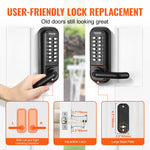 VEVOR Mechanical Keyless Entry Door Lock, 14 Digit Keypad, Double-sided Embedded Outdoor Gate Door Locks Set with Keypad and Handle, Water-proof Zinc Alloy, Easy to Install, for Garden, Yard, Garage