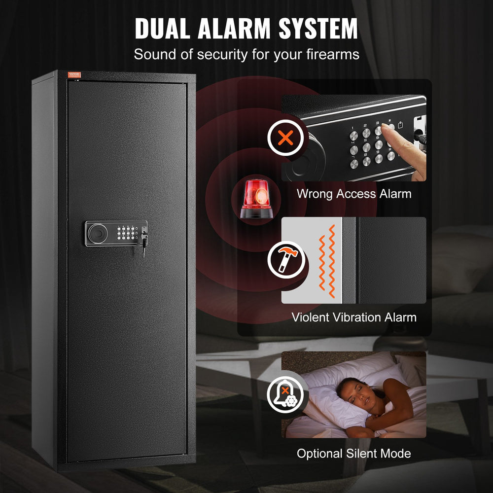 Secure Storage Cabinet for 8-10 Rifles, Tall Gun Safe with Digital Keypad and Lock, Quick Access Rifle Cabinet with Adjustable Shelf, Ideal for Home Rifle and Shotgun Storage (Assembly Required)
