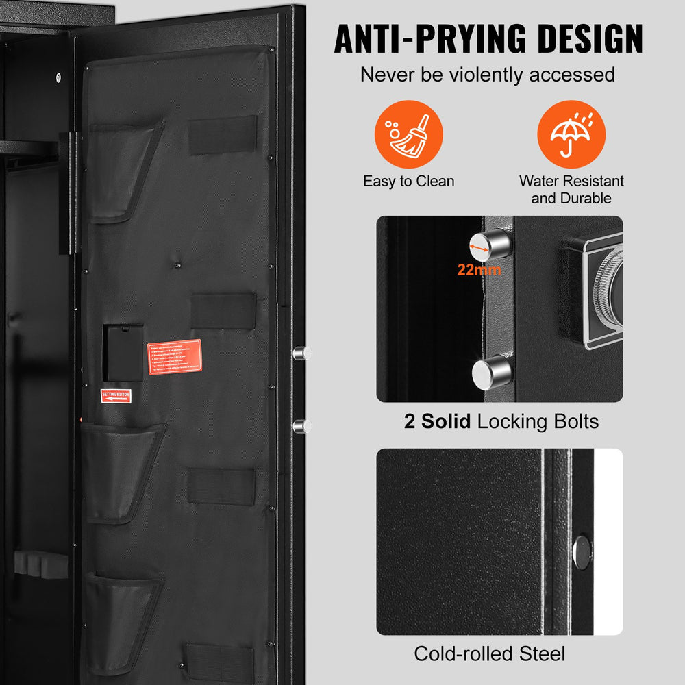 Secure Storage Cabinet for 8-10 Rifles, Tall Gun Safe with Digital Keypad and Lock, Quick Access Rifle Cabinet with Adjustable Shelf, Ideal for Home Rifle and Shotgun Storage (Assembly Required)