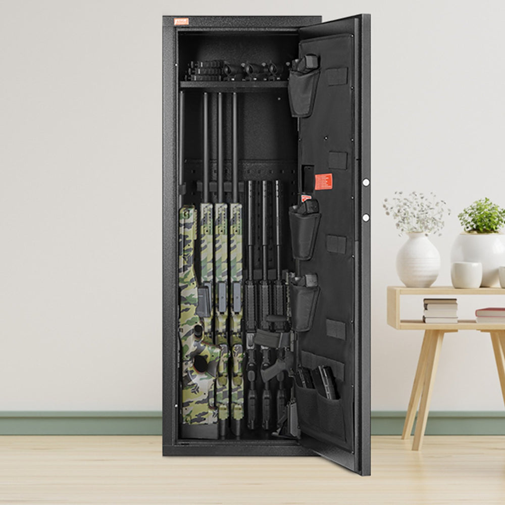 Secure Storage Cabinet for 8-10 Rifles, Tall Gun Safe with Digital Keypad and Lock, Quick Access Rifle Cabinet with Adjustable Shelf, Ideal for Home Rifle and Shotgun Storage (Assembly Required)