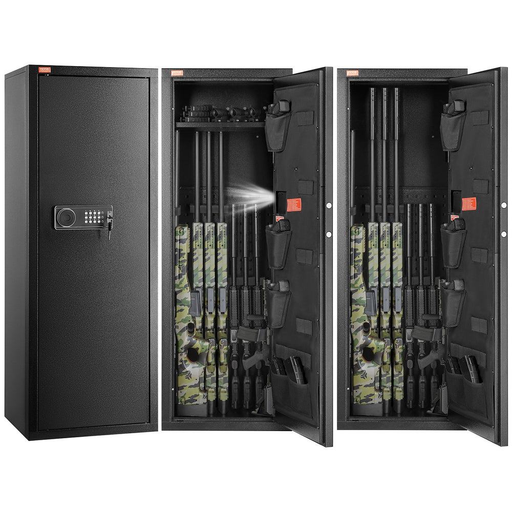 Secure Storage Cabinet for 8-10 Rifles, Tall Gun Safe with Digital Keypad and Lock, Quick Access Rifle Cabinet with Adjustable Shelf, Ideal for Home Rifle and Shotgun Storage (Assembly Required)