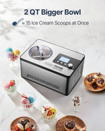 VEVOR 1.9 L Automatic Ice Cream Machine Electric Yogurt Gelato Make Silver
