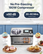 VEVOR 1.9 L Automatic Ice Cream Machine Electric Yogurt Gelato Make Silver