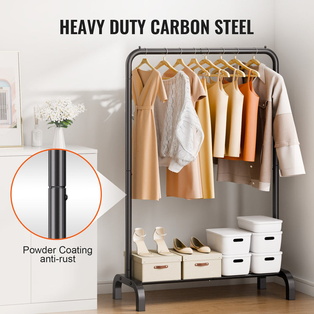 VEVOR Clothes Rack, Heavy Duty Clothing Garment Rack with Hanging Rod and Bottom Storage Area, Clothing Rack for Bedroom Guest Room