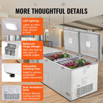 VEVOR Chest Freezer, 19.8 cu.ft / 561 L Large Deep Freezer with Split Top Double Locking Lids, Freestanding Commercial Chest Freezer & 4 Removable Baskets, 7-Level Adjustable Temp, LED Light, 6 Wheels