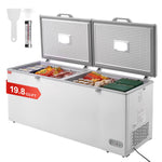 VEVOR Chest Freezer, 19.8 cu.ft / 561 L Large Deep Freezer with Split Top Double Locking Lids, Freestanding Commercial Chest Freezer & 4 Removable Baskets, 7-Level Adjustable Temp, LED Light, 6 Wheels