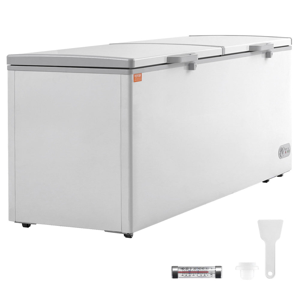 VEVOR Chest Freezer, 19.8 cu.ft / 561 L Large Deep Freezer with Split Top Double Locking Lids, Freestanding Commercial Chest Freezer & 4 Removable Baskets, 7-Level Adjustable Temp, LED Light, 6 Wheels