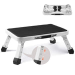 VEVOR Step Stool 1-Step 150KG Capacity, Folding Steel Step Ladder 3 Adjustable Height, Portable Toddler Step Stools for Adults, Non-Slip Sturdy Step Ladders for Office, RVs, Pets, Bathrooms, Bedrooms