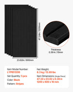VEVOR 5 Pack Acoustic Panels with Self Adhesive, 47.2 x 23.6 x 0.4 inch Sound Proof Foam Panels, Polyester Fiber Soundproof Wall Panels High Density, for Home, Studio, Office, Theater, Black