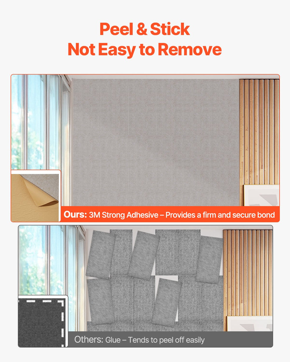VEVOR 5 PCS Acoustic Panels, 120 x 60cm Self-Adhesive Sound Proof Foam Panels, Large Polyester Fiber Sound Absorbing Wall Tiles, Echo Absorbtion for Home Studio,Office, Theater, Camel