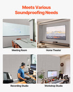 VEVOR 5 PCS Acoustic Panels, 120 x 60cm Self-Adhesive Sound Proof Foam Panels, Large Polyester Fiber Sound Absorbing Wall Tiles, Echo Absorbtion for Home Studio,Office, Theater, Camel