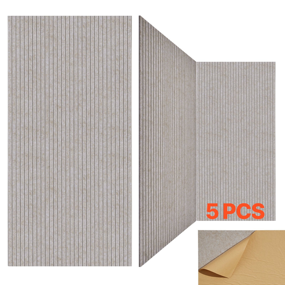 VEVOR 5 PCS Acoustic Panels, 120 x 60cm Self-Adhesive Sound Proof Foam Panels, Large Polyester Fiber Sound Absorbing Wall Tiles, Echo Absorbtion for Home Studio,Office, Theater, Camel