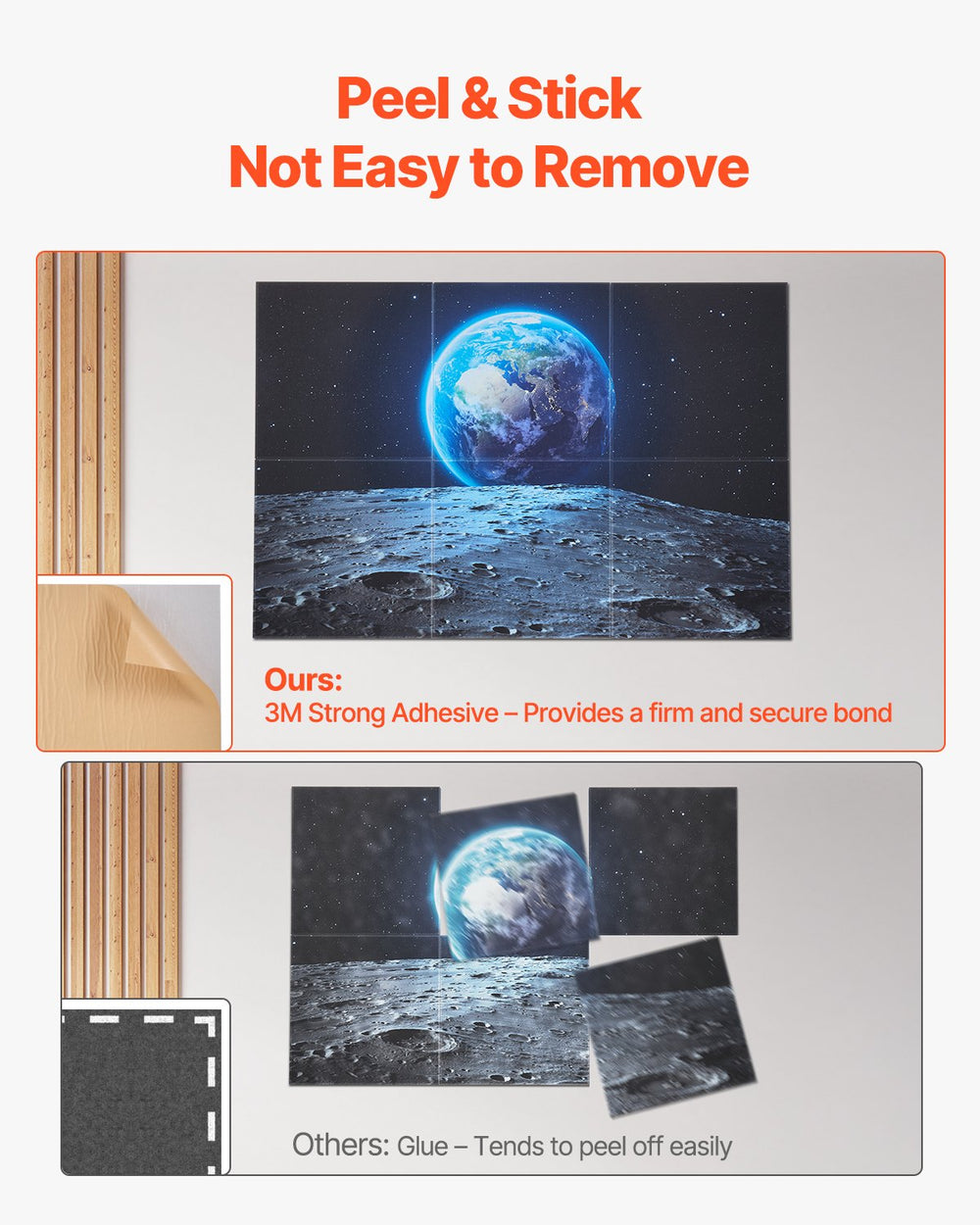 VEVOR 6 Pack Art Acoustic Panels, 70.87 x 47.24 x 0.4 inch Soundproof Wall Tiles, Self Adhesive Decorative Sound Dampening Absorbing Boards for Home, Office, Studio, Gaming Room, Theater, Earth