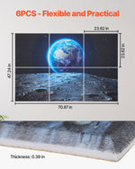 VEVOR 6 Pack Art Acoustic Panels, 70.87 x 47.24 x 0.4 inch Soundproof Wall Tiles, Self Adhesive Decorative Sound Dampening Absorbing Boards for Home, Office, Studio, Gaming Room, Theater, Earth