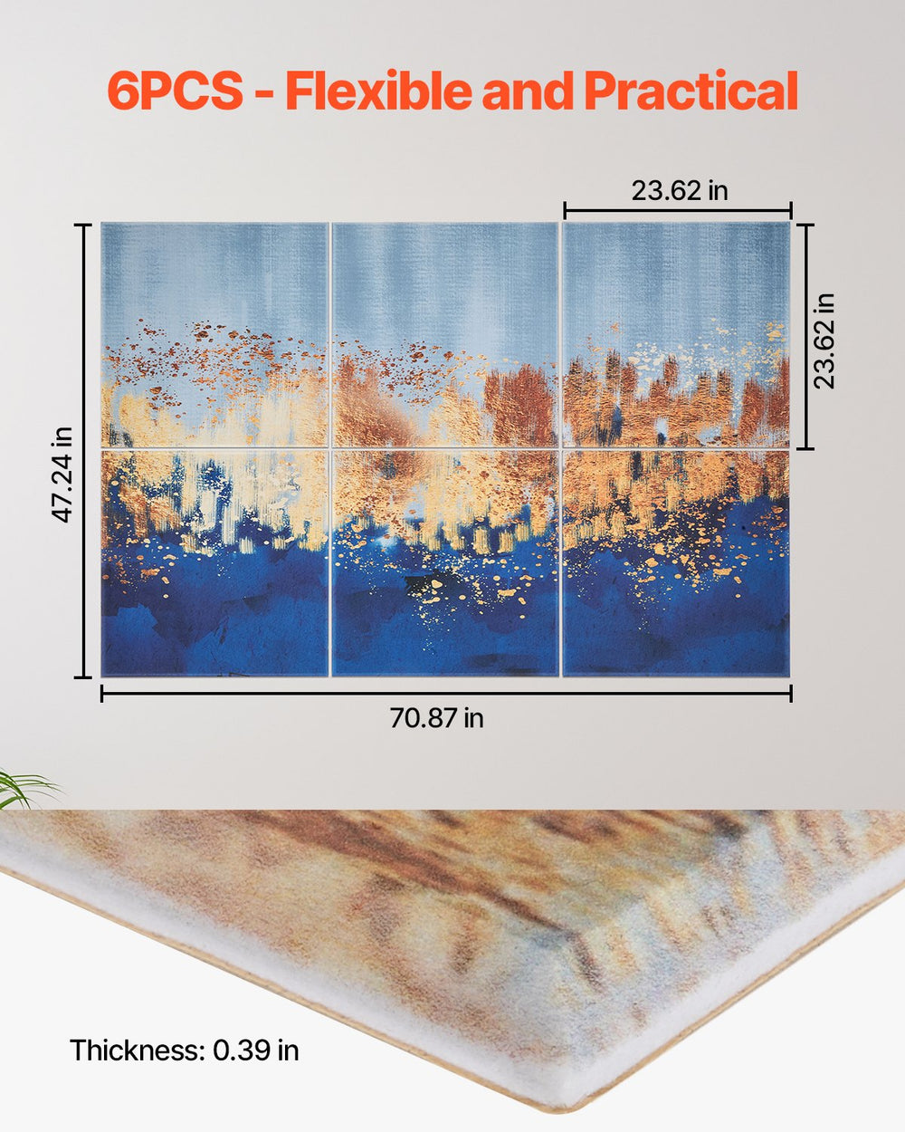 VEVOR 6 Pack Art Acoustic Panels, 70.87 x 47.24 x 0.4 inch Soundproof Wall Tiles, Self Adhesive Decorative Sound Dampening Absorbing Boards for Home, Office, Studio, Gaming Room, Theater, Pastel