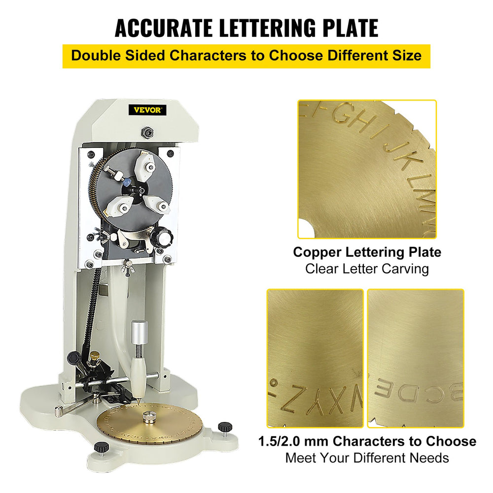 VEVOR Inside Ring Engraver Double Sided Dial Ring Engraver Stamper 1.5mm-2.0mm Character Letter Block Ring Engraving Machine for Rings Inner Engraving