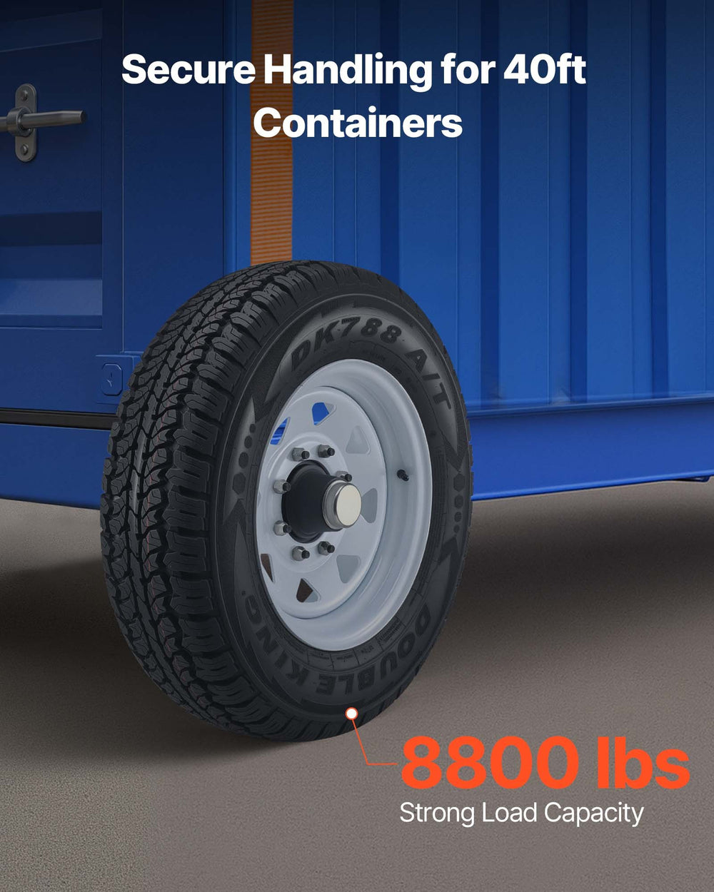 VEVOR Shipping Container Wheels 8-Lug Wheels Kit, Heavy Duty Shipping Container Accessories with Ratchet Tie Down-Moves 6 m-12 m, Secure Transport for Dock, Warehouse, Construction Site, Black