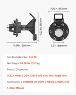 VEVOR Shipping Container Wheels 6-Lug Wheels Kit, Heavy Duty Shipping Container Axle with Ratchet Tie Down-Moves 6 m-12 m, Secure Transport for Dock, Warehouse, Construction Site, Black