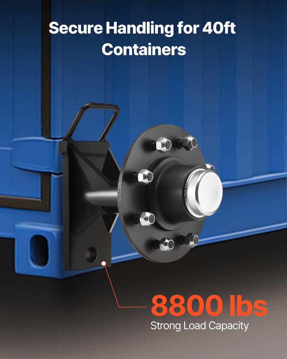 VEVOR Shipping Container Wheels 8-Lug Wheels Kit, Heavy Duty Shipping Container Axle with Ratchet Tie Down-Moves 6 m-12 m, Secure Transport for Dock, Warehouse, Construction Site, Black