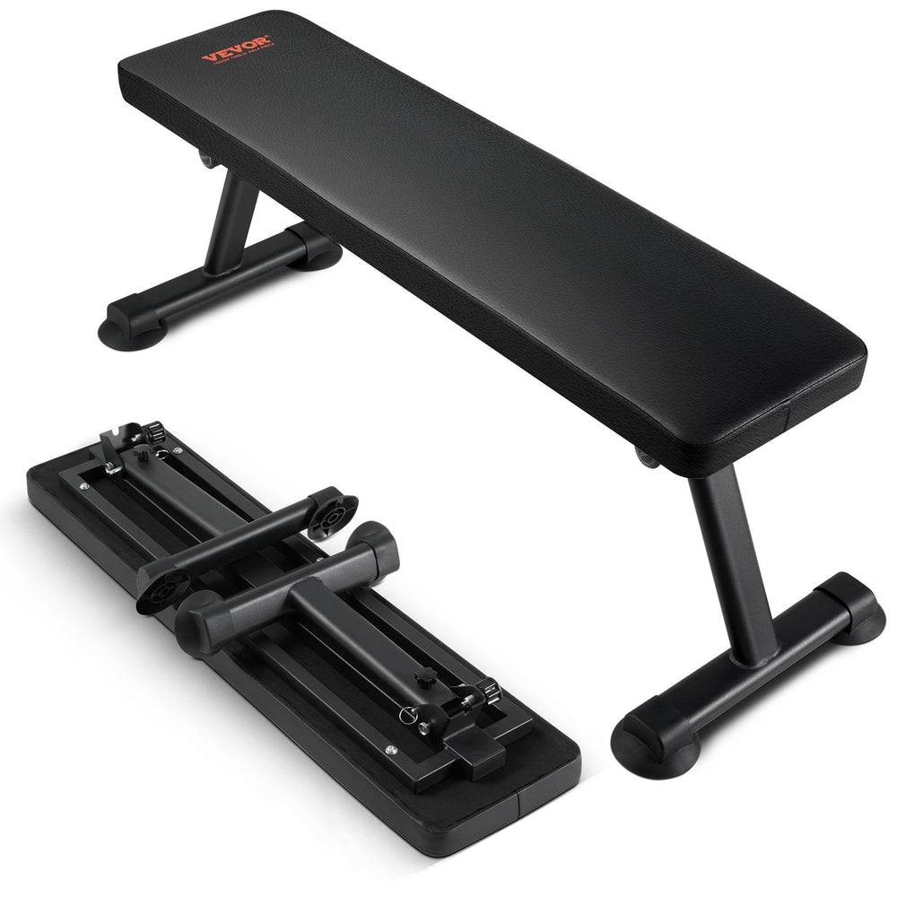 VEVOR Flat Weight Bench, Foldable Strength Training Bench, Utility Workout Bench for Full Body Workout, 1000 LBS Press Bench for Home Gym Exercise, for Multi-Purpose Weight Training and Ab Exercises