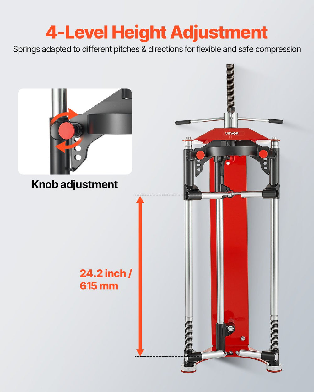 VEVOR Strut Spring Compressor, 4-level Adjustment, Strut Compressor with Versatile Mounting Options & Multi-Purpose Hooks for Compressing Coil Springs up to 3,000 lbs, Fit for SUVs, Trucks, Pickups