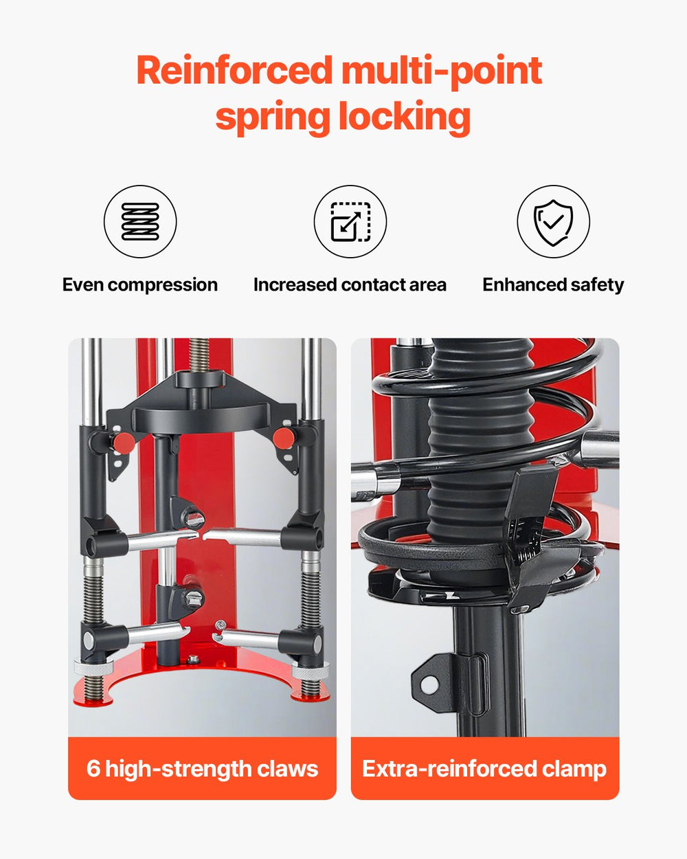 VEVOR Strut Spring Compressor, 4-level Adjustment, Strut Compressor with Versatile Mounting Options & Multi-Purpose Hooks for Compressing Coil Springs up to 3,000 lbs, Fit for SUVs, Trucks, Pickups