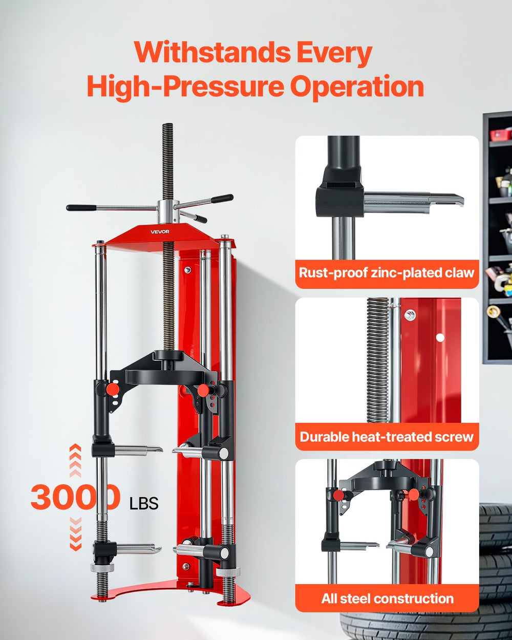 VEVOR Strut Spring Compressor, 4-level Adjustment, Strut Compressor with Versatile Mounting Options & Multi-Purpose Hooks for Compressing Coil Springs up to 3,000 lbs, Fit for SUVs, Trucks, Pickups