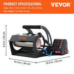 VEVOR Mug Heat Press, 11oz/11.5cm and 20oz/22cm Two Platens, LCD Cup Press Machine with Detachable Transfer Sublimation Mats, DIY Presser for Coffee Skinny Tumblers, Silica-Gel Printing, Black