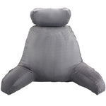 VEVOR Reading Pillow, Large Bed Pillow with Removable Headrest, Back Pillow with 3 Pockets, Shredded Memory Foam and Washable Short Velvet Cloth, Side with Handles for Reading, Gaming, Resting, Grey