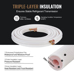 VEVOR 7620mm Mini Split Line Set, 6.4 & 12.7mm O.D Copper Pipes Tubing and Triple-Layer Insulation, for Mini Split Air Conditioning Refrigerant or Heating Pump Equipment & HVAC with Wrapping Strips.