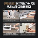 VEVOR 7620mm Mini Split Line Set, 6.4 & 12.7mm O.D Copper Pipes Tubing and Triple-Layer Insulation, for Mini Split Air Conditioning Refrigerant or Heating Pump Equipment & HVAC with Wrapping Strips.