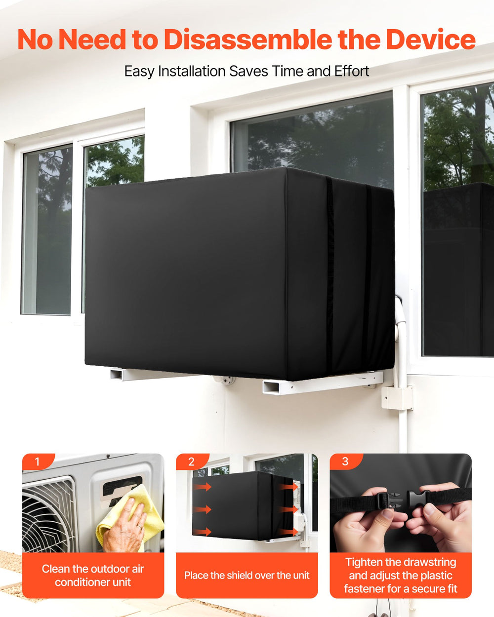 VEVOR Air Conditioner Cover, 530 x 400 x 380 mm Ac Cover for Air Conditioning Unit, Double-Layer, Waterproof Polyester Fabric, Adjustable Shoulder Strap, Universal Size for Outdoor Outside