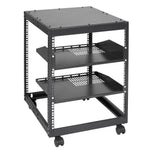 VEVOR 12U Open Frame Server Rack, 58.5-101.6cm Adjustable Depth, Free Standing or Wall Mount Network Server Rack, 4 Post AV Rack with Casters, Holds All Your Networking IT Equipment AV Gear Router Modem