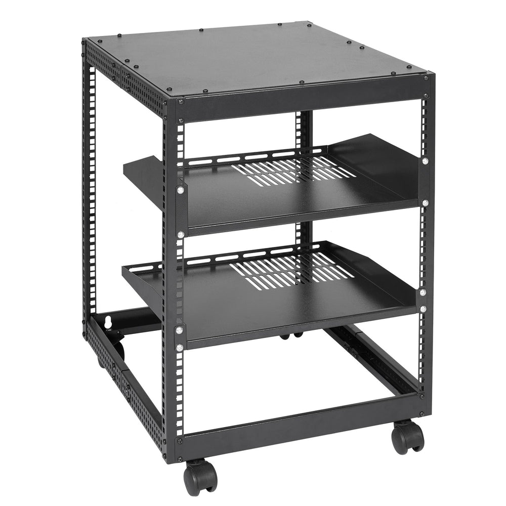 VEVOR 12U Open Frame Server Rack, 58.5-101.6cm Adjustable Depth, Free Standing or Wall Mount Network Server Rack, 4 Post AV Rack with Casters, Holds All Your Networking IT Equipment AV Gear Router Modem