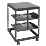 VEVOR 12U Open Frame Server Rack, 58.5-101.6cm Adjustable Depth, Free Standing or Wall Mount Network Server Rack, 4 Post AV Rack with Casters, Holds All Your Networking IT Equipment AV Gear Router Modem