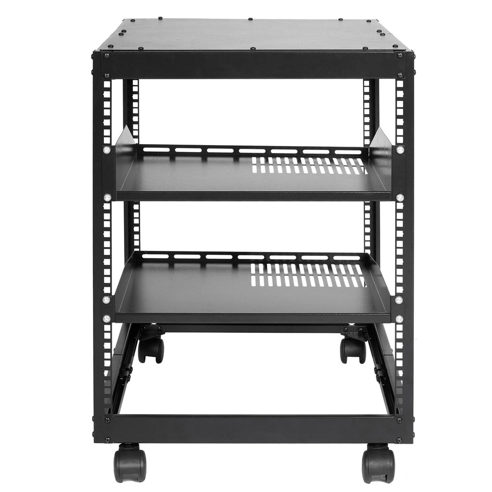 VEVOR 12U Open Frame Server Rack, 58.5-101.6cm Adjustable Depth, Free Standing or Wall Mount Network Server Rack, 4 Post AV Rack with Casters, Holds All Your Networking IT Equipment AV Gear Router Modem