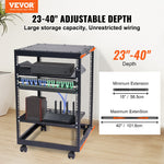 VEVOR 15U Open Frame Server Rack, 58.5-101.6cm/23-40 in Adjustable Depth, Free Standing or Wall Mount Network Server Rack, 4 Post AV Rack with Casters, Holds All Your Networking IT Equipment AV Gear Router Modem