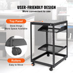 VEVOR 15U Open Frame Server Rack, 58.5-101.6cm/23-40 in Adjustable Depth, Free Standing or Wall Mount Network Server Rack, 4 Post AV Rack with Casters, Holds All Your Networking IT Equipment AV Gear Router Modem