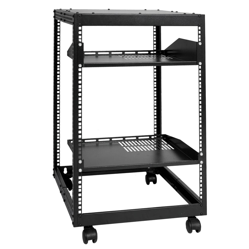 VEVOR 15U Open Frame Server Rack, 58.5-101.6cm/23-40 in Adjustable Depth, Free Standing or Wall Mount Network Server Rack, 4 Post AV Rack with Casters, Holds All Your Networking IT Equipment AV Gear Router Modem