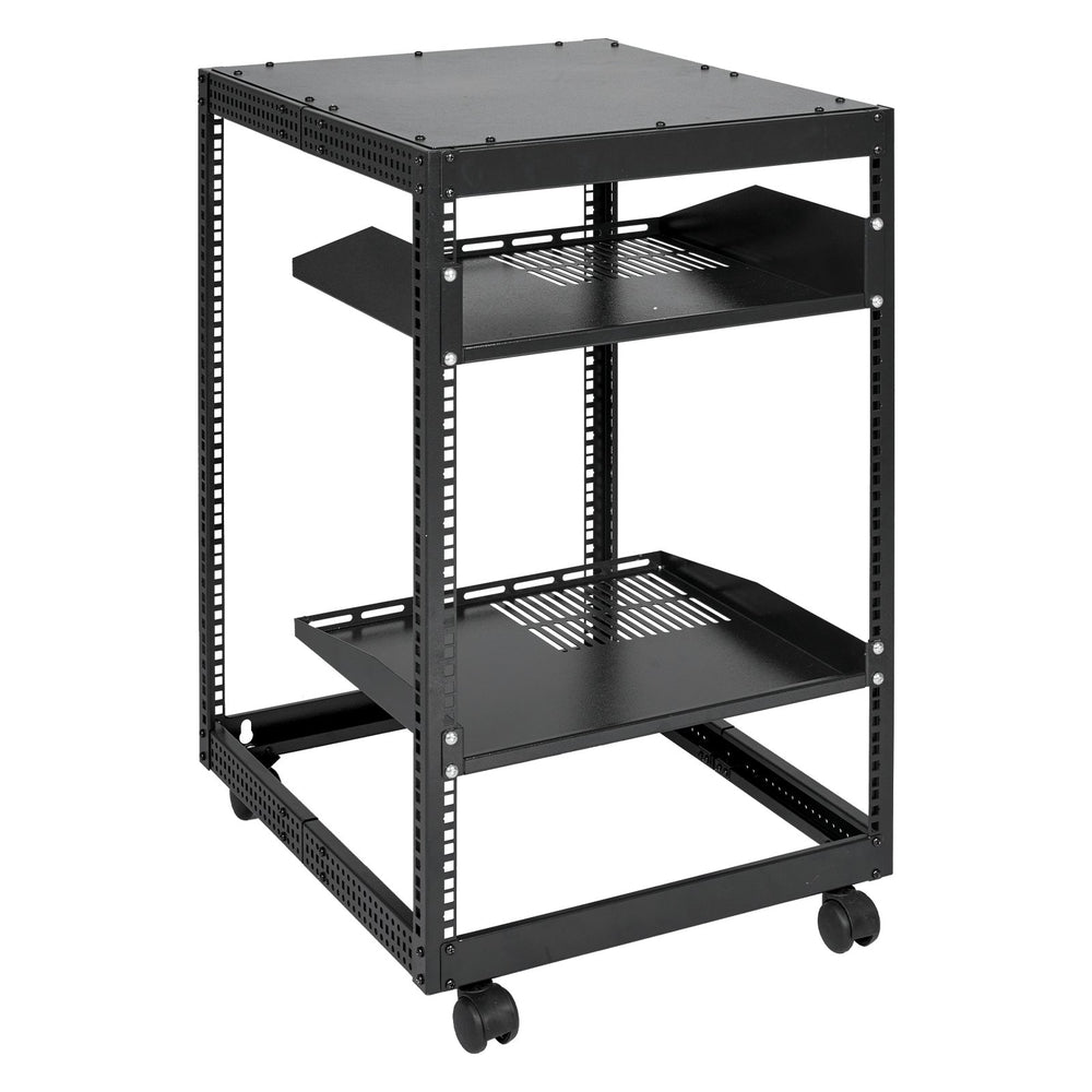 VEVOR 15U Open Frame Server Rack, 58.5-101.6cm/23-40 in Adjustable Depth, Free Standing or Wall Mount Network Server Rack, 4 Post AV Rack with Casters, Holds All Your Networking IT Equipment AV Gear Router Modem