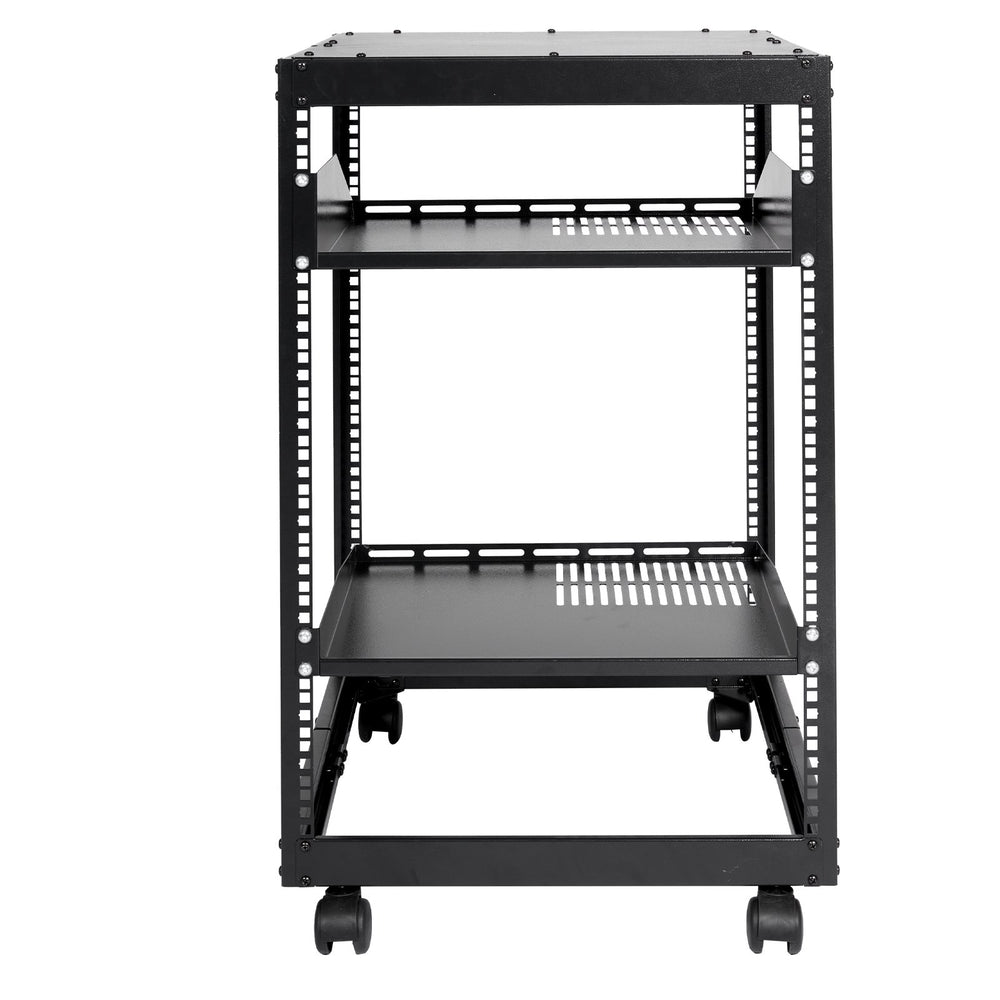 VEVOR 15U Open Frame Server Rack, 58.5-101.6cm/23-40 in Adjustable Depth, Free Standing or Wall Mount Network Server Rack, 4 Post AV Rack with Casters, Holds All Your Networking IT Equipment AV Gear Router Modem