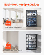 VEVOR 16U Open Frame Network Rack, 585 mm Depth, Wall Mounted or Floor Standing Server Rack, Heavy Duty 4 Post, with Vented Shelves & Mounting Hardware, Holds All Your Networking IT Equipment AV Gear