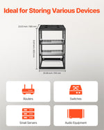 VEVOR 16U Open Frame Network Rack, 585 mm Depth, Wall Mounted or Floor Standing Server Rack, Heavy Duty 4 Post, with Vented Shelves & Mounting Hardware, Holds All Your Networking IT Equipment AV Gear