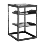 VEVOR 16U Open Frame Network Rack, 585 mm Depth, Wall Mounted or Floor Standing Server Rack, Heavy Duty 4 Post, with Vented Shelves & Mounting Hardware, Holds All Your Networking IT Equipment AV Gear