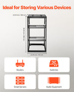 VEVOR 20U Open Frame Network Rack, 585 mm Depth, Wall Mounted or Floor Standing Server Rack, Heavy Duty 4 Post, with Vented Shelves & Mounting Hardware, Holds All Your Networking IT Equipment AV Gear