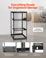 VEVOR 20U Open Frame Network Rack, 585 mm Depth, Wall Mounted or Floor Standing Server Rack, Heavy Duty 4 Post, with Vented Shelves & Mounting Hardware, Holds All Your Networking IT Equipment AV Gear